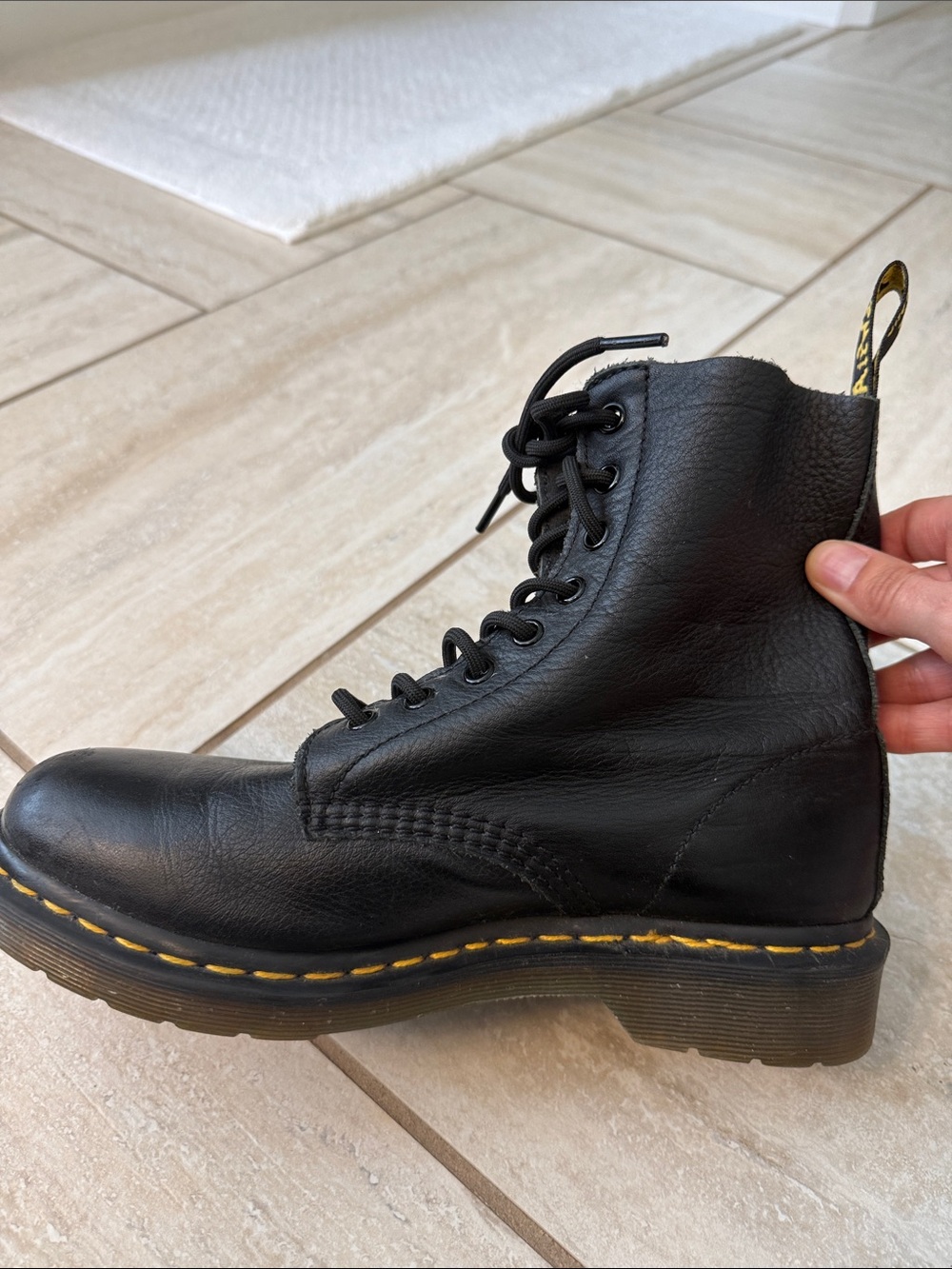 Dr. Martens Pascal Black Leather 8-Eye Lace Up Combat Boots Women’s US 8 UK 6 - Picture 13 of 16